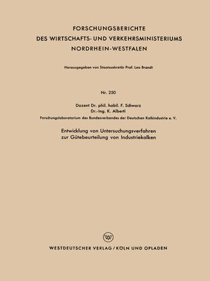 cover image of Entwicklung von Untersuchungsverfahren zur Gütebeurteilung von Industriekalken